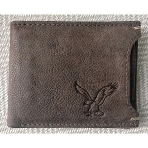 American Eagle Outfitters NEW Brown Leather & Cotton ID Insert Bi-fold Wallet